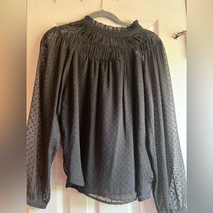 Black smocked blouse